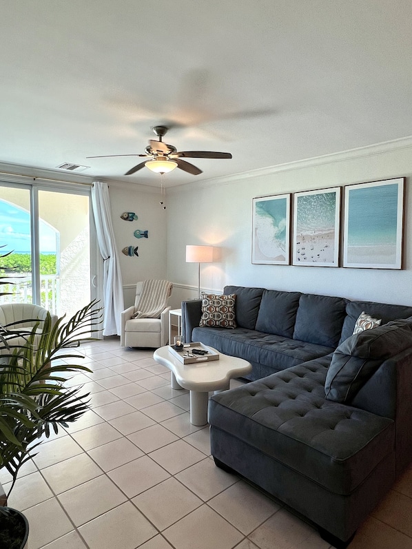 Spectacular Ocean views from the living room with plenty of seating.