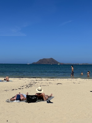 Corralejo beach just 20 minutes on foot with stunning views over Los Lobos