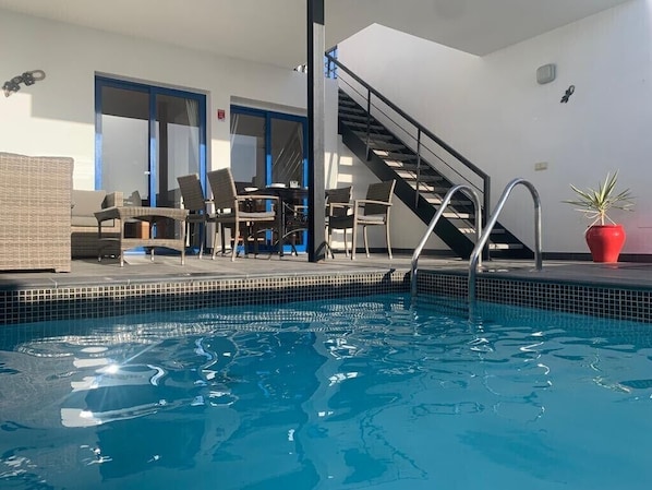 Rear terrace with private heated pool