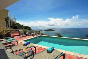 The pool and deck is bathed by the sun and soft breezes all day long