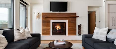 Living area with gas fireplace
