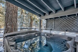 A perfect perk for the colder months, located on the exterior deck. The spa is cleaned weekly, ensuring cleanliness for the guests!