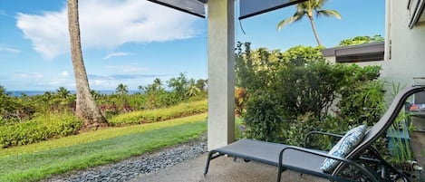 Golf course and ocean views from lanai &amp; living areas.