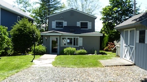 Front view of home and shed