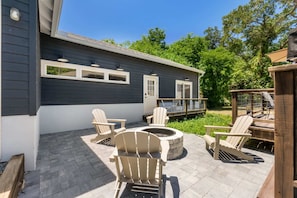 Upgraded patio area with new fire pit!