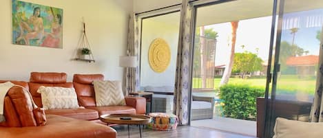 Living Room looking out to back patio on the golf course