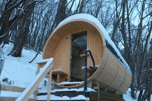 Barrel sauna at Sapporo Glamping Villa Carta