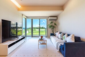 From the living room, the Ouji field and the sea.