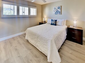 Bedroom - Serene setting in your bedroom with warm, calming hues and breezy ceiling fan