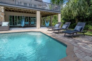 Pool loungers and hammocks.