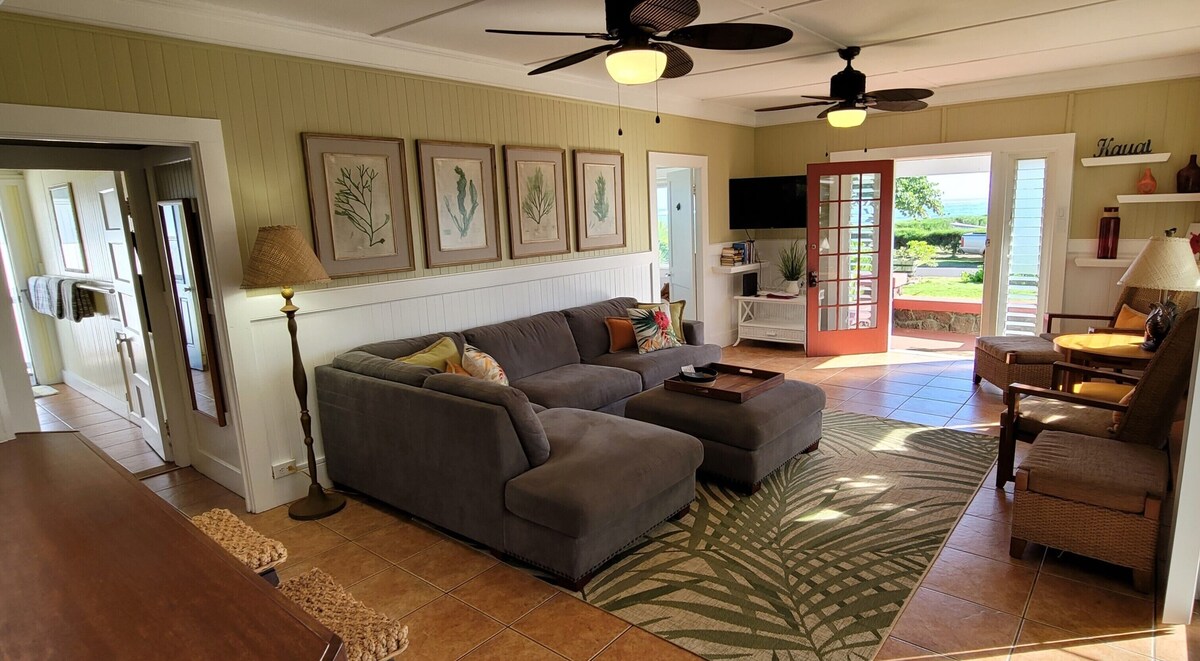 Large family home along the ocean and bike path in Kauai. Sleeps 7! TVNC #4247