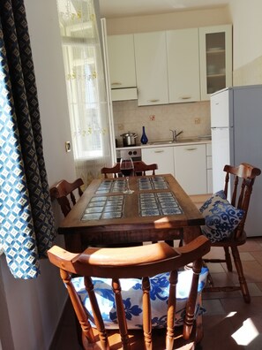 Kitchen and dining areas.