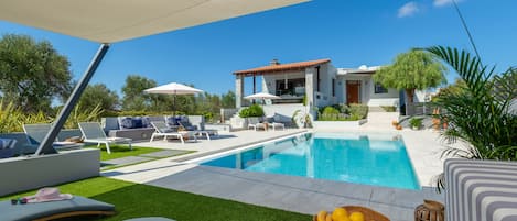 Pool area with, sun beds the perfect spots for relaxation
