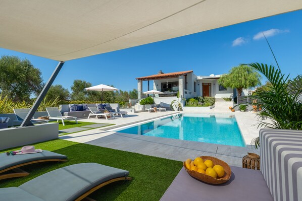 Pool area with, sun beds the perfect spots for relaxation
