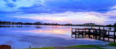 Our Raccoon lake, a 2 minute bike ride, less than a 10 minute walk.