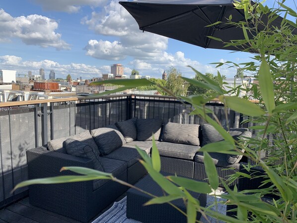 Large rooftop with spectaculair view over the city.  