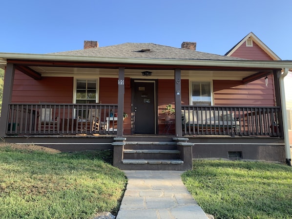 Great Front Porch to Relax and Watch the Sunset Behind Downtown and Mountains