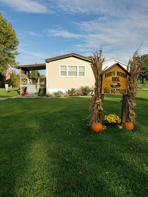 Group of renters decorated the sign and rental for Fall.Thanks Nora and the gang