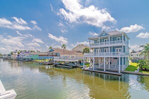 Multiple decks give 180 degree waterfront views.