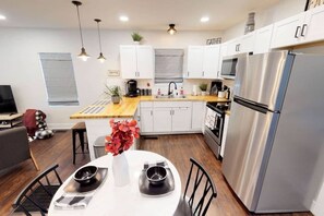 Bright and new kitchen and dining room