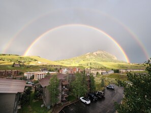 Double rainbow from the balcony during monsoon season.