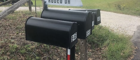 Watch for our mailbox with horse on top, turn left onto Rodeo Drive 