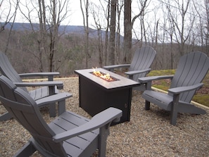 Fire pit on gravel pad