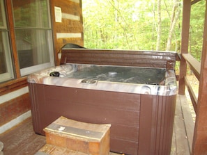 Step in easily to the hot tub