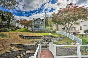 Follow the stone staircase down to a full day of lakeside relaxation.