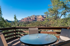 The private deck has a BBQ grill for outdoor dining and incredible Sedona views