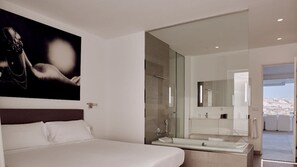 Relax on the comfy bed after a day outside.