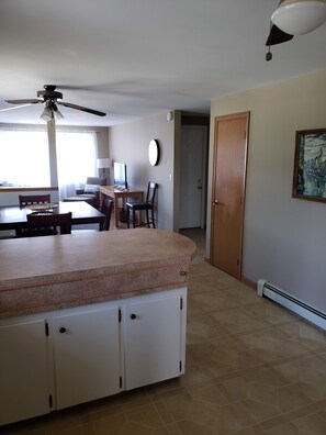 Kitchen View into Living Room 