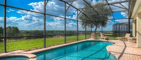 Stunning south-west facing pool with no rear neighbours and lovely views