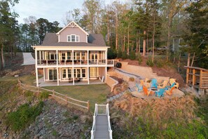 Lake Side of House, Back Yard, Fire pit