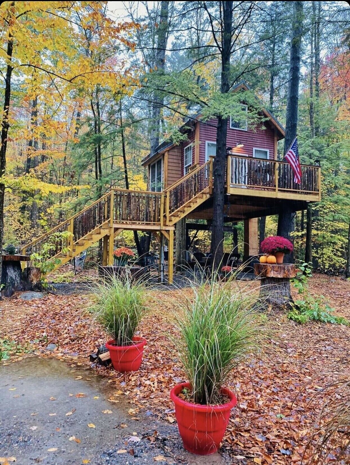 Cozy 4 season Treehouse – short walk to the beach