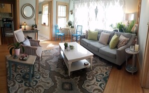 The semi open concept feels intimate yet airy. 