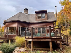 Hot tub set into deck