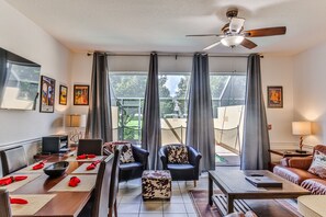 Living room and dining area.