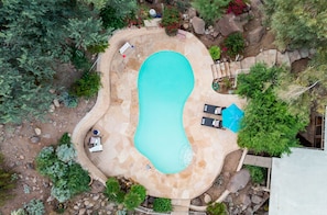 Red rock pool from above.