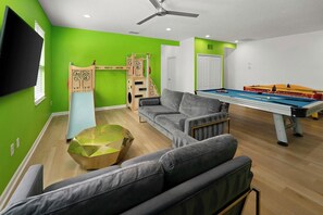 Loft w/ Air Hockey, Pool Table & Mini Jungle Gym