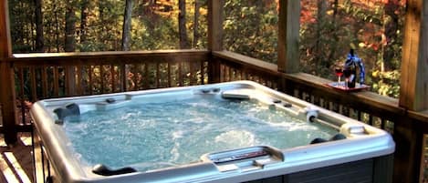 The hot tub outside the game room is just  one of many amenities.