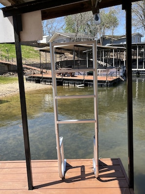 Ladder on dock to get in water