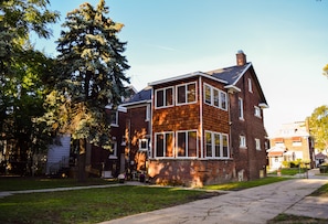 Long driveway and big yard with plenty of parking