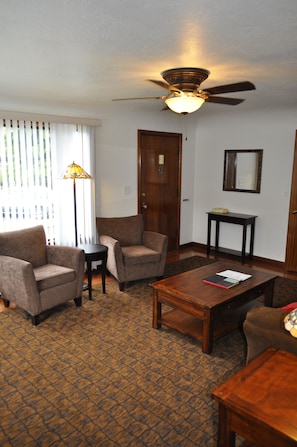 Living room looking at front door