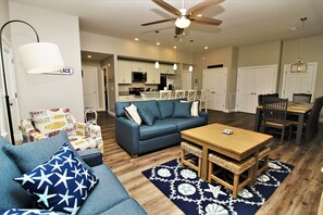 Great Room with Queen Sleeper Sofa on Second Level