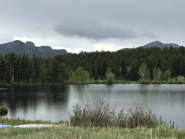 Private lake for the neighborhood 1 mile away that is stocked with trout.  