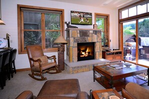 Living room w/TV, gas fireplace