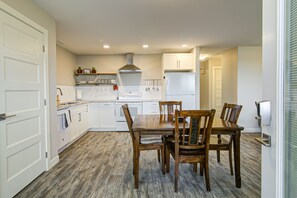 Kitchen and Dinning with seating for up to six guests