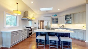 Gourmet Kitchen with Bar Stool Seating for Three