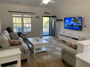 Living Room 65 ” TV.  Use all Streaming apps on TV. YouTubeTV included.